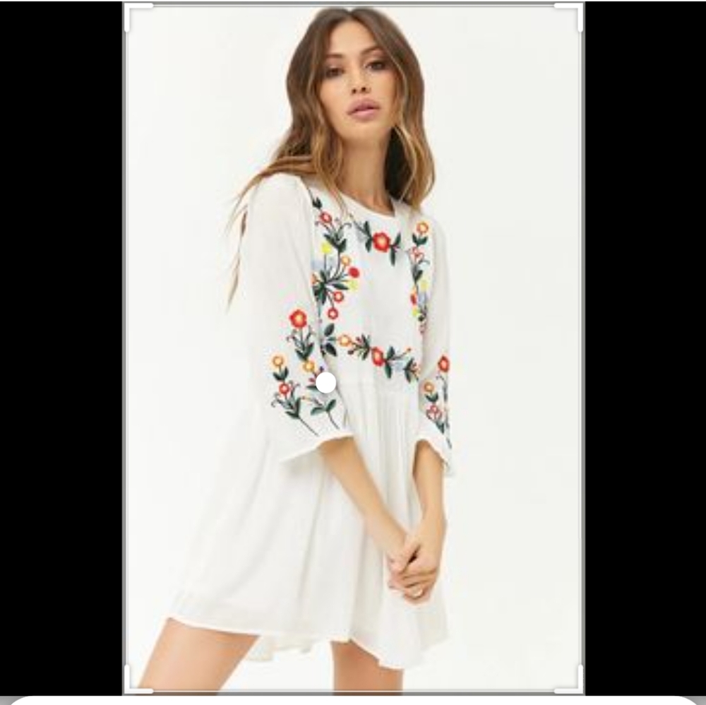 White embroidered floral dress